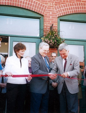 Lorna and Dr. Jon Kardatzke and Wichita mayor Carlos Mayans at MOWT opening April 26, 2003